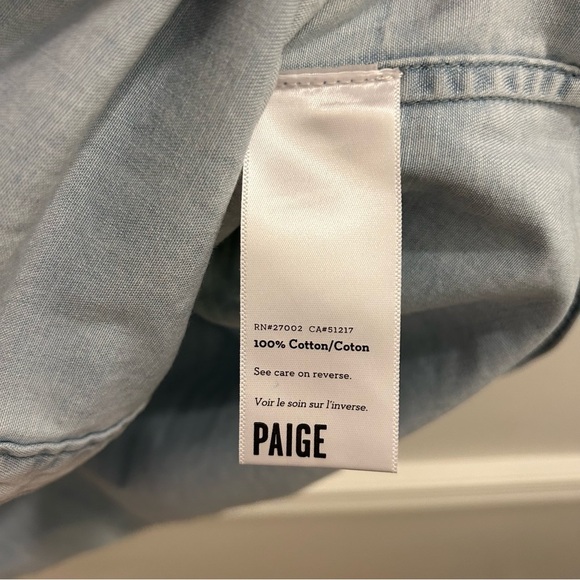 Paige Amelia Chambray Shirt Medium denim blue top button down - Picture 9 of 14